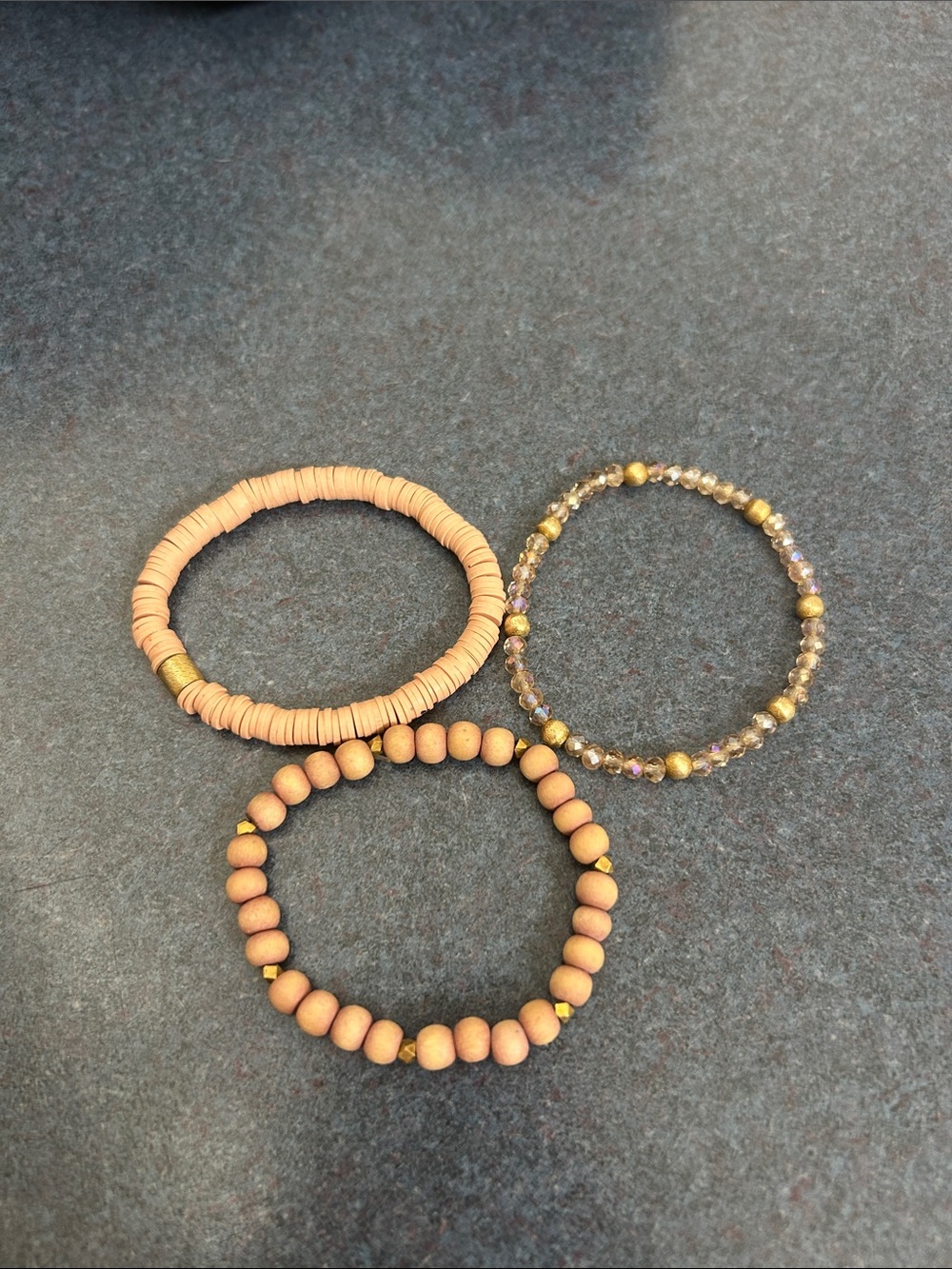 Neutral Peach Beaded Bracelet Set - Women Jewelry